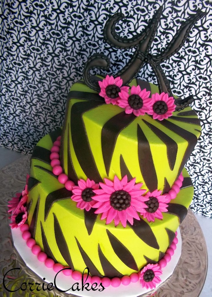 Girly Birthday Cakes Neon Pink Green Purple And Black Girly Birthday Cakes Neon Pink Green Purple And Black