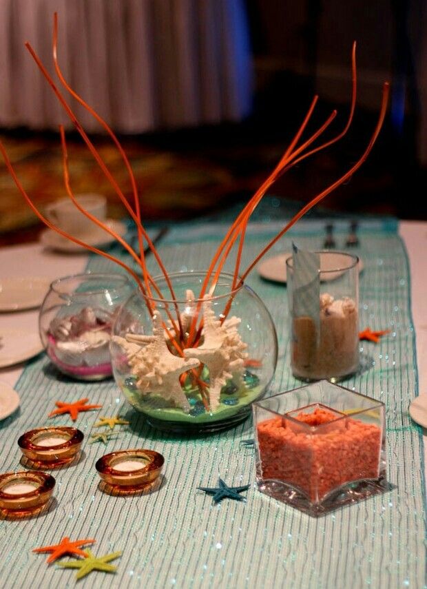 Centerpiece Glass Stones : Our diy modern under the sea wedding table decor used