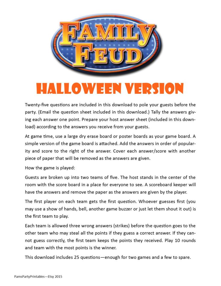 halloween family feud printable game halloween party game instant download - Halloween Games For Groups halloween family feud printable game halloween party game instant download - Halloween Games For Groups