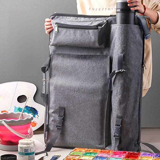 Extra Large 4K Art Portfolio with Handle Portable Backpack Art Craft Supplies Carrying Bag A2 Sketch Pad Organizer Case Tote Bag Sketch Pad Storage Bag for Students Artists Blue
