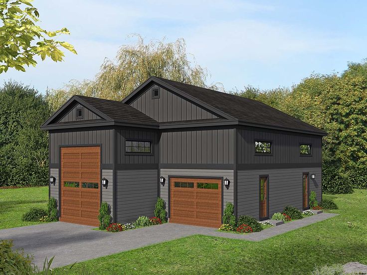 Traditional Style 2 Car Garage Plan Number 40873 Rv Storage Plans With Loft Country House Rv Storage Garage Plans With Loft, Rv Garage Designs
