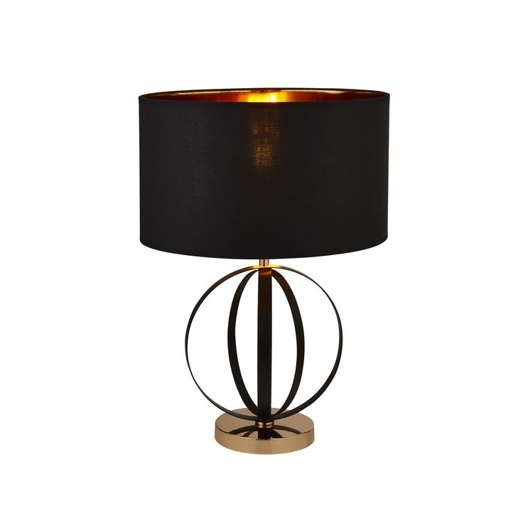 Norlamp 1 Light E27 Black Gold Table Lamp With Shade Inner In 2021 Gold Table Lamp With Black Shade, Table Lamp Black Shade Gold Base