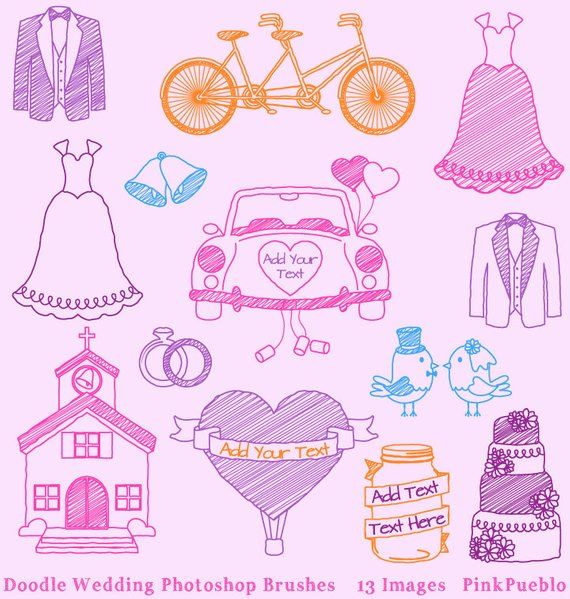 Commercial and Personal Hand Drawn Wedding Photoshop Brushes Wedding Silhouettes Photoshop Brushes