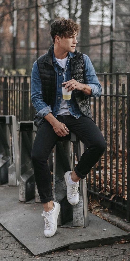 Justin Gutierrez - with a fall combo idea with a black puffer vest denim jacket ...