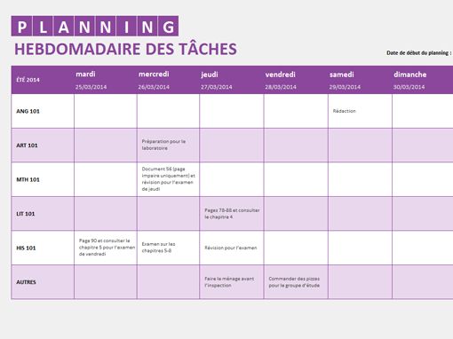 liste hebdomadaire des tâches gestion de taches tache weekly chores list template