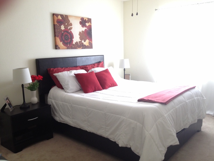 Red, Black, and White bedroom. | Room inspiration, Home decor, Home