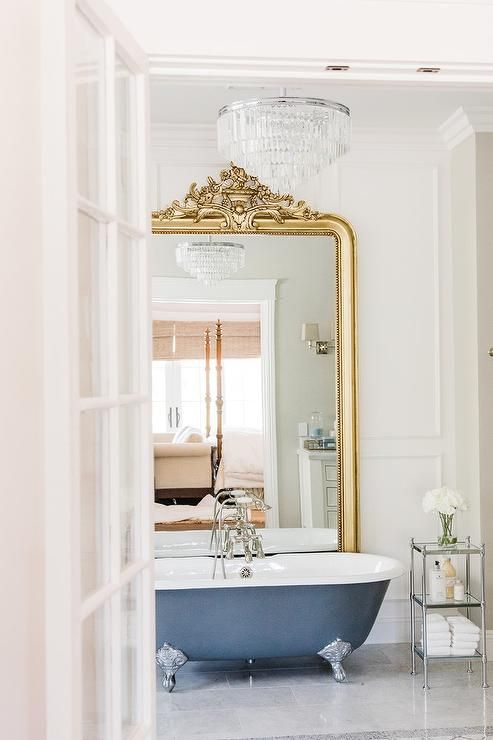 en suite bathroom in french modern loft pinterest glamorous french en suite bathroom showcases stunning gold rococo floor mirror placed against white wainscot wall and behind gray clu2026 en suite bathroom in french modern loft pinterest glamorous french en suite bathroom showcases stunning gold rococo floor mirror placed against white wainscot wall and behind gray clu2026