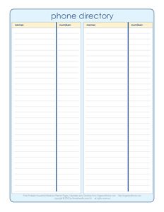 free phone list template
