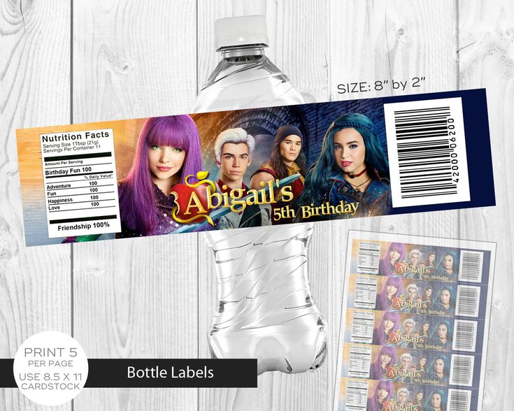 Descendants Water Label Descendants Bottle Label Descendants | Etsy | Bottle labels, Bottle ...