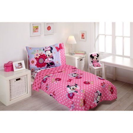 Disney Minnie Mouse Bow Power 4 Piece Toddler Bedding Set