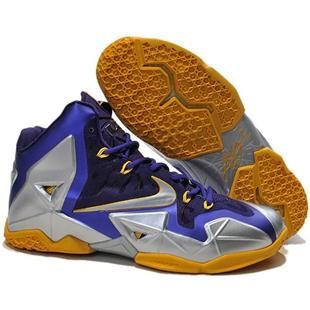 asneakers4u.com Top LeBron James XI Men Shoes in Silver Blue Purple with White Logo