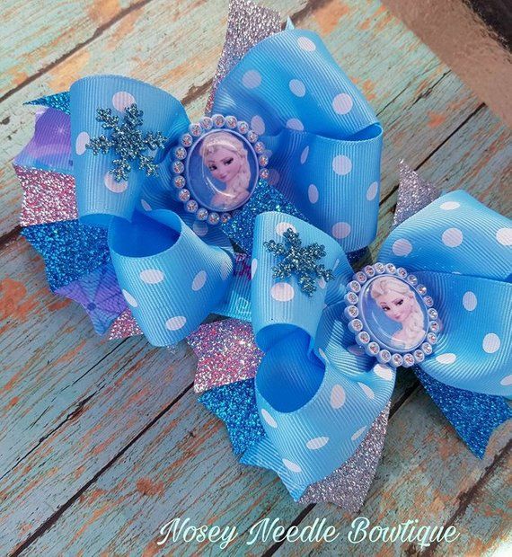 toddler hair bow Princess hair bow blue princess bow party hair bow, hair bow girls hair bow
