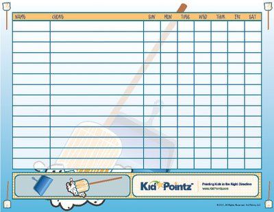 weekly chore chart for family