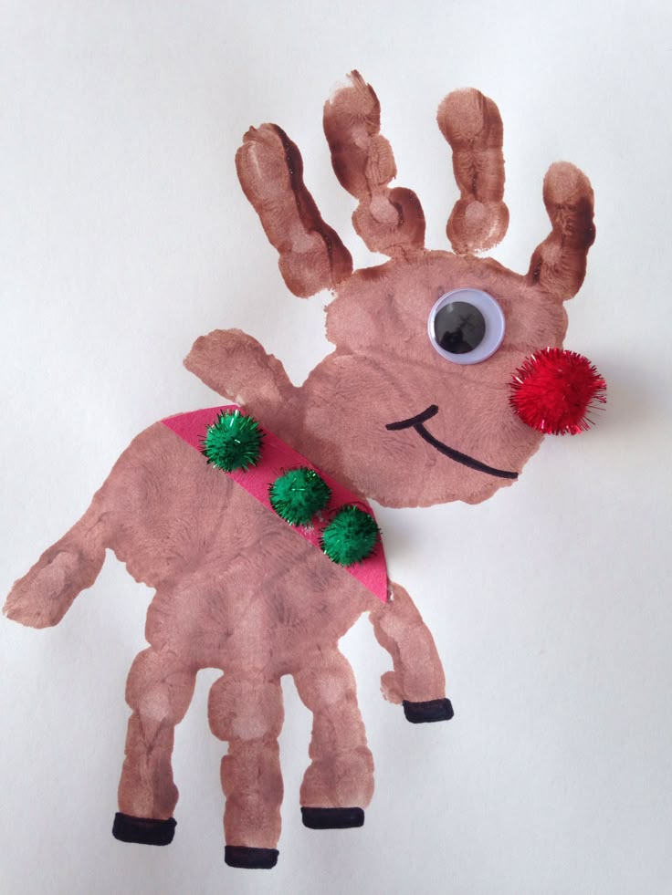 Infant Christmas Craft Ideas Part - 35: Handprint Rudolph Craft - Reindeer Craft - Christmas Craft - Preschool Craft By Twinkiedlj