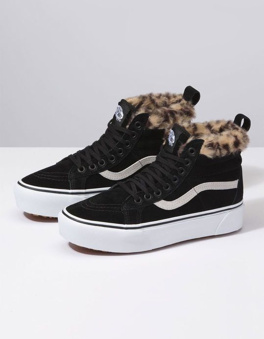 VANS SK8-HI Platform MTE Black & Leopard Fur Womens Shoes | style ... VANS SK8-HI Platform MTE Black & Leopard Fur Womens Shoes | style ...