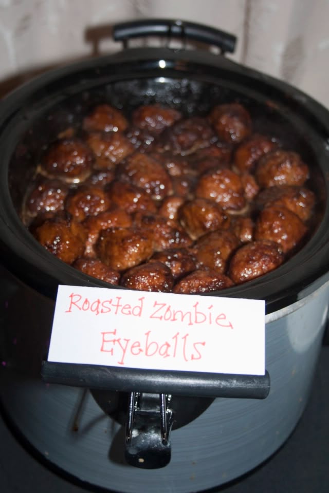 Roasted Zombie Eyeballs (Sweet and Spicy Meatballs Roasted Zombie Eyeballs (Sweet and Spicy Meatballs