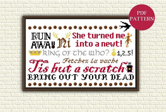 Holy Grail Cross Stitch Pattern Pdf Monty Python Funny Etsy Cross Stitch Funny Cross Stitch Patterns Cross Stitch