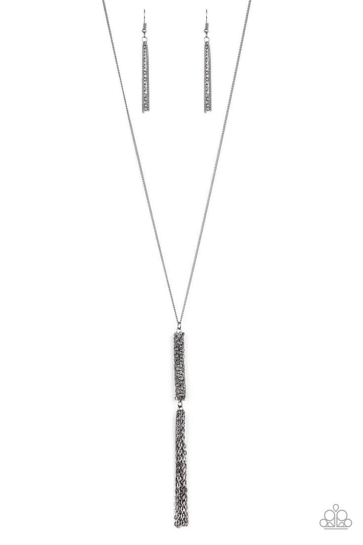 Silver Finish Chain White Rectangle Shaped Pendant Rhinestones Tassel Necklace Silver Finish Chain White Rectangle Shaped Pendant Rhinestones Tassel Necklace
