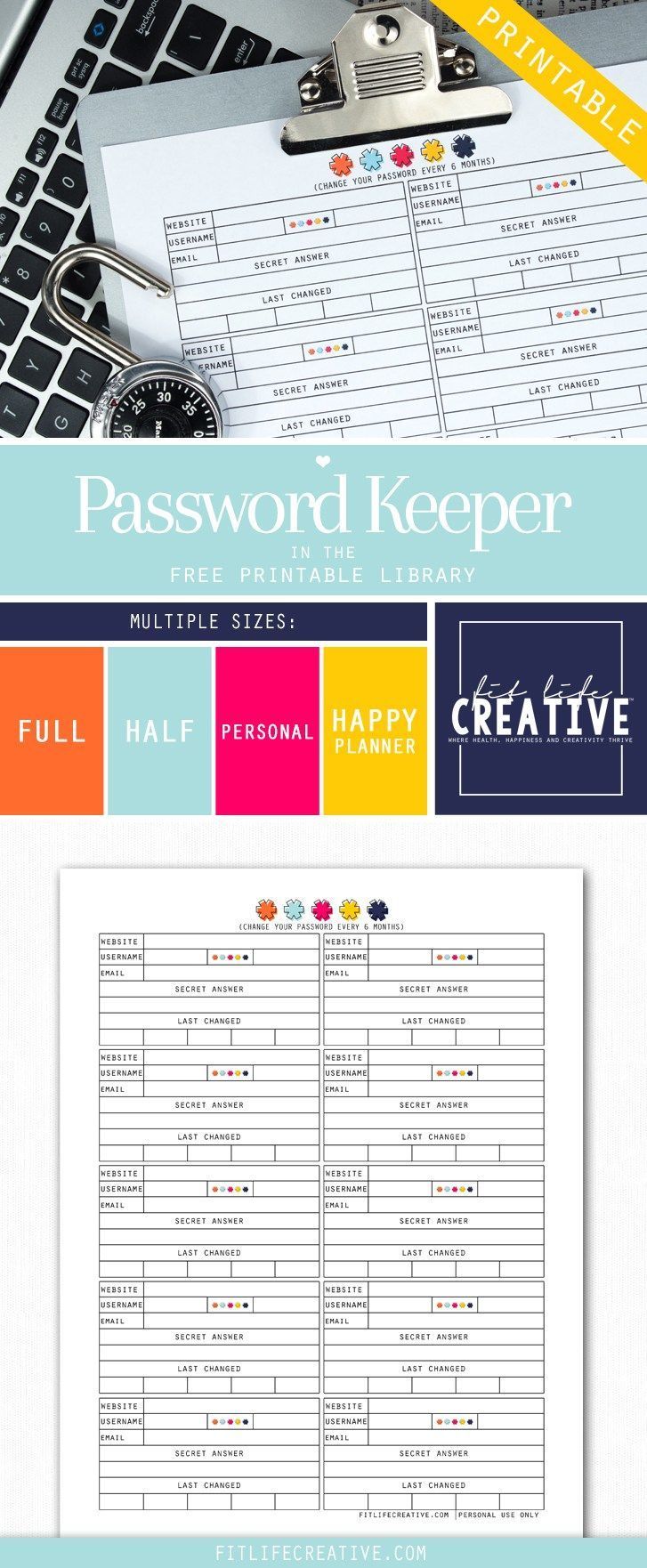 password keeper template