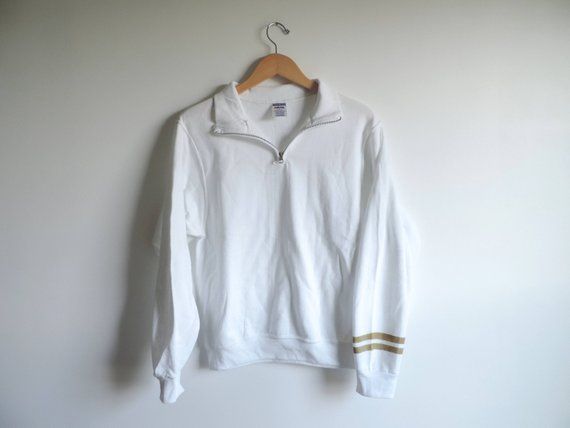 New Gold Stripe Sleeve 1 4 Zip Sweatshirt Size S 3xl You