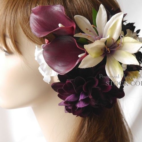 カラーとダリアのヘッドドレス ヘアアクセサリー ウェディング 白無垢 成人式に 髪に花 生花 ヘア ウェディングヘアアクセサリー カラーとダリアのヘッドドレス ヘアアクセサリー ウェディング 白無垢 成人式に 髪に花 生花 ヘア ウェディングヘアアクセサリー