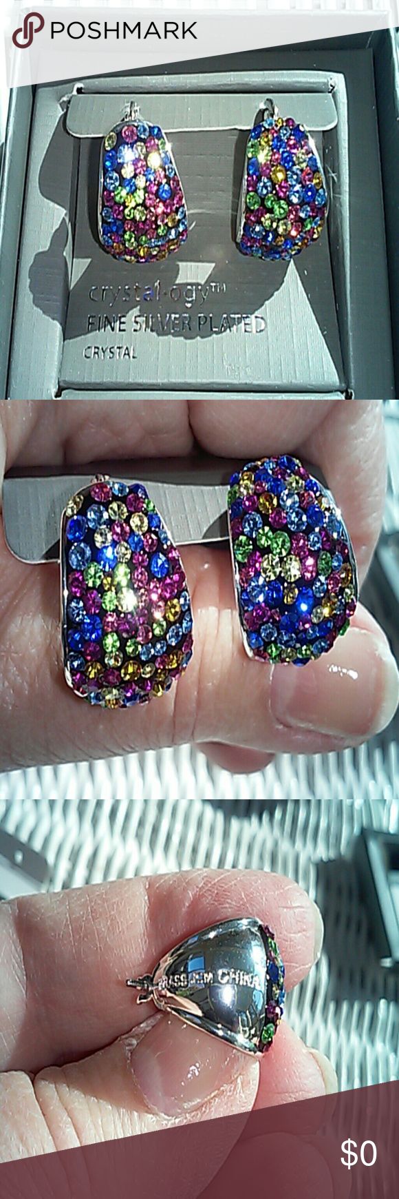 Crystal-ogy Silver and Crystal Earrings NWT, Fabulous Silver over brass and Rain...
