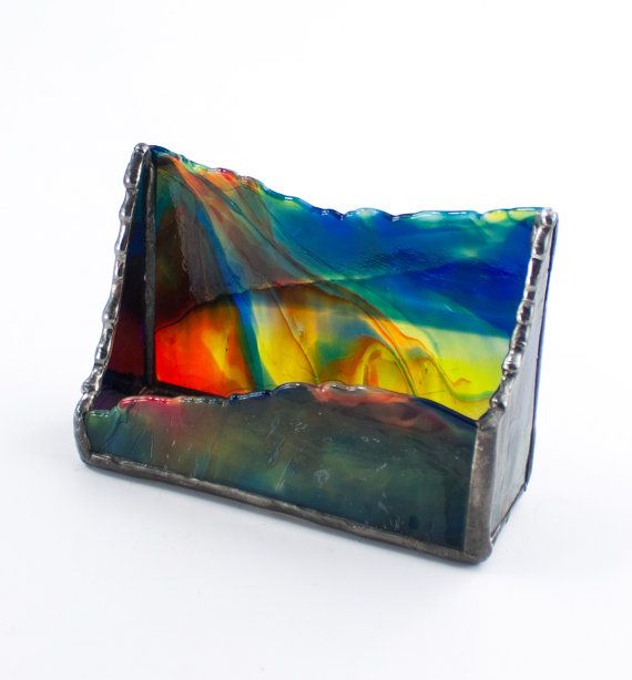 104 Best Stained Glass Business Cards Holders Images On Pinterest Colorful Stained Glass Business Card Holder By Nostalgianmore Etsy Rainbow Foltbolt