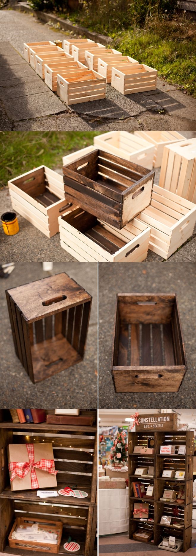 Apple crates display case. (The original link was not with this photo but Joann&...