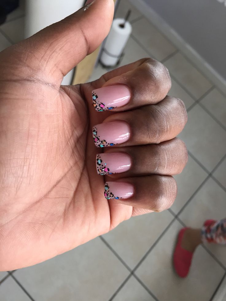 pink cheetah nails Short Coffin Nails with Cheetah Print