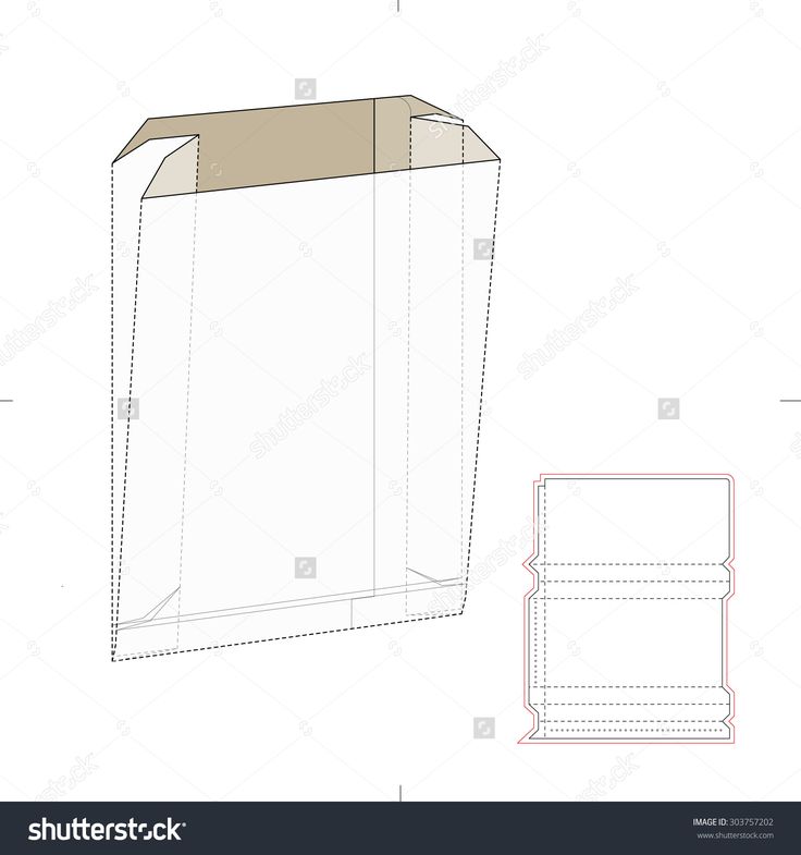 Paper Bag With Die Cut Template Stock Vector Illustration 303757202 Shutterstock Templates Paper Bag Die Cut Template
