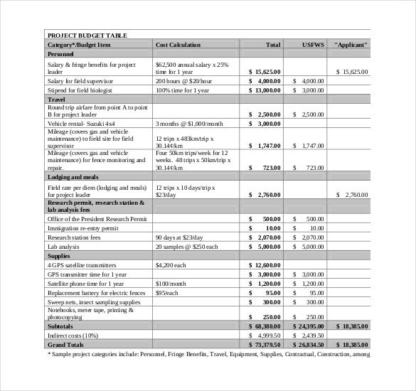 it budget samples
