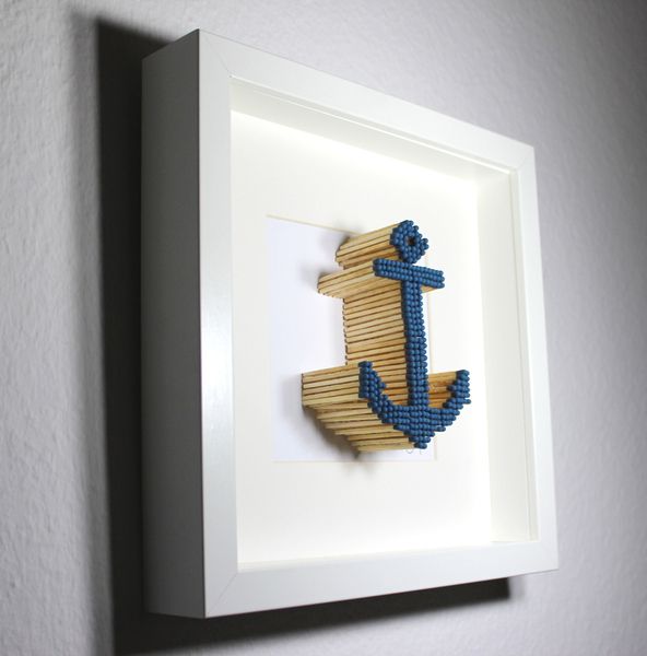 3D Bild Streichholzkunst, Matchstickart Anker blau von Bellyys - Handgefertigte ...