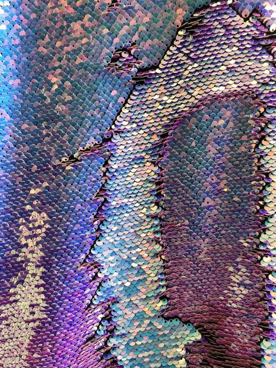 New Iridescent Purple 5mm mermaid reversible sequin on spandex fabric by yard