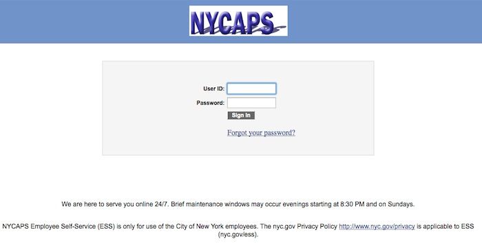 NYCAPS Login - NYC.gov - Online ESS - Employees NYCAPS Login - NYC.gov - Online ESS - Employees