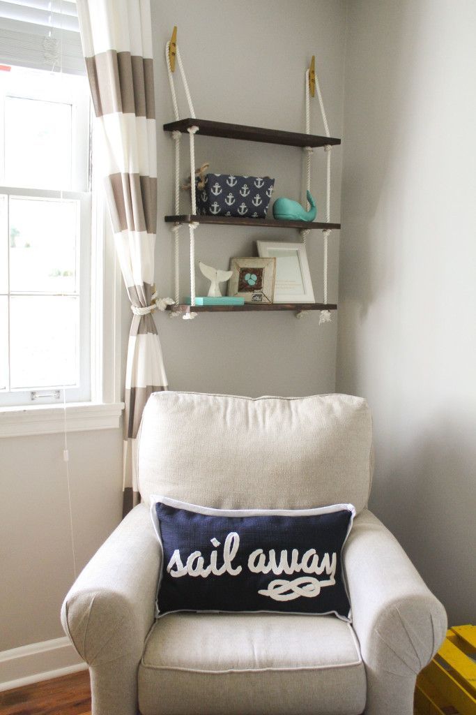 244 Best Nautical Nursery Ideas Images On Pinterest Child Room Gender Neutral Nautical Nursery Love This Rope Shelf And Fun Pillow