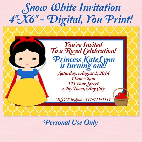 snow white birthday party invitations