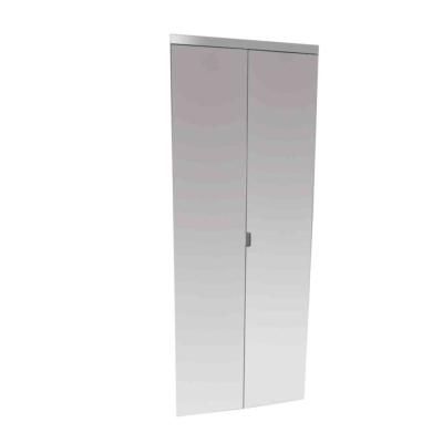 Impact Plus 30 In X 80 Beveled Edge Mirror Solid Core Mdf Full Lite Interior Closet Wood Bi Fold Door With Chrome Trim B422668c The Home Depot Doors Bifold Mirror Closet Doors, Mirrored Bifold Doors 30 X 80