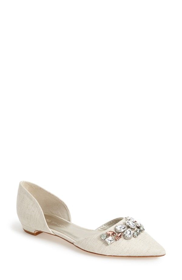 15 best silver evening shoes images on Pinterest | Bridal shoes ... Ivanka Trump 'Lissa' Pointy Toe d'Orsay Flat in beige (Nordstrom)