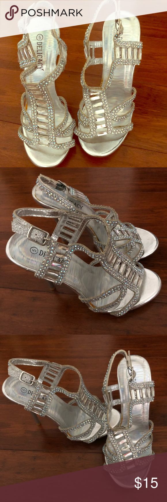 NWoTs 3.5/4 inch silver strappy heels New without box, never been used 3.5/4 inc...