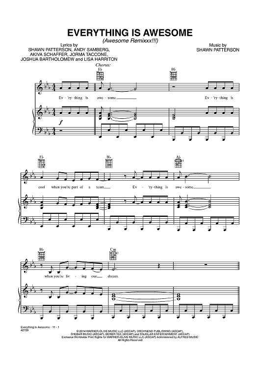 17 best lego movie images on pinterest everything is awesome lego everything is awesome piano sheet music
