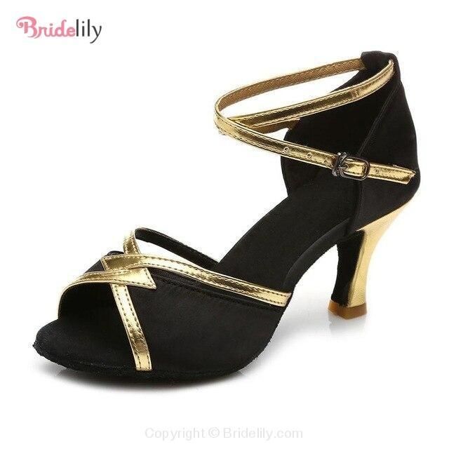 Glitter Children Girls Rhinestone Ballroom Latin Tango Dance Shoes Heeled Shoe T