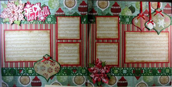2 christmas 12x12 premade scrapbook pages deck the halls christmas scrapbooking pages ideas
