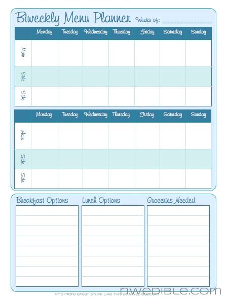 weekly dinner plan