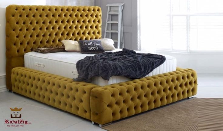 Modern luxurious tufted upholstered bed deals