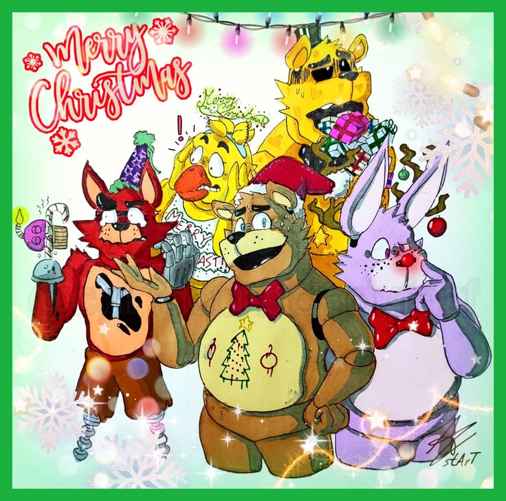 Free: Merry Christmas Guys - Five Nights At Freddy's Christmas Fan Art