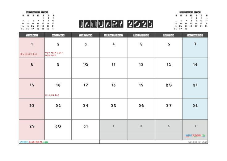 Free Printable January 2023 Calendar 12 Templates Printable