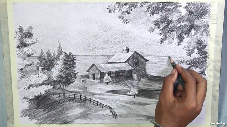 Landscape pencil drawings, Landscape drawings, Drawing scenery