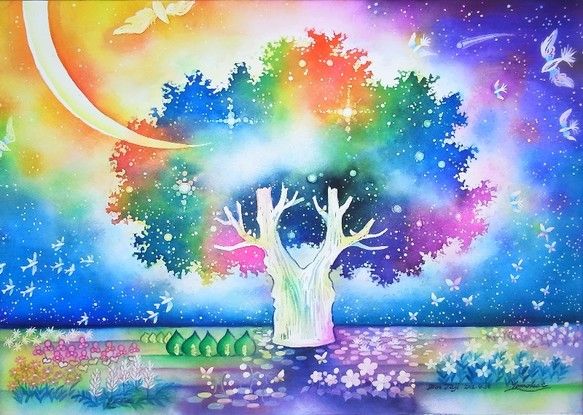 輝きの水の庭 イラスト 綺麗な絵 絵画 輝きの水の庭 イラスト 綺麗な絵 絵画