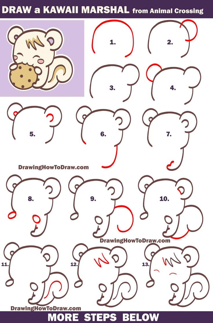 How to Draw Marshal the Squirrel from Animal Crossing New