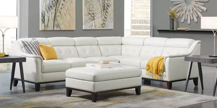 Delmonico Off White Leather 4 Pc Sectional Living Room Sets Furniture Delmonico Off White Leather 4 Pc, Rooms To Go White Leather Sofa Set